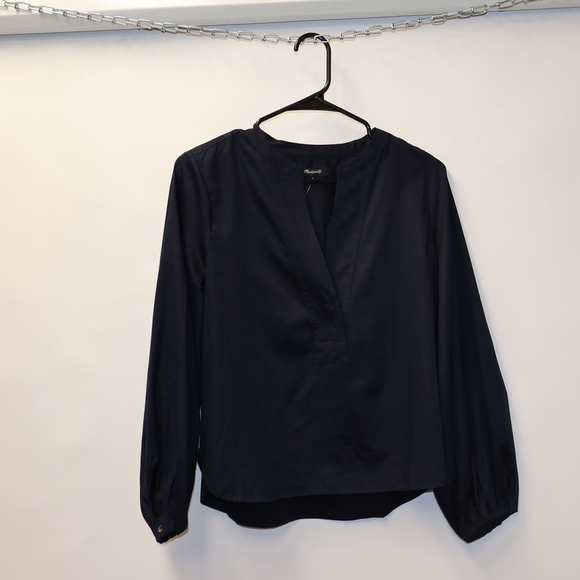 Women's Madewell Navy V-Neck Long Sleeve Blouse Size S - Picture 3 of 14